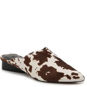 Enzo Angiolini Women’s Raysell Mule Flats Brown/Off White Cow Print Size 9.5